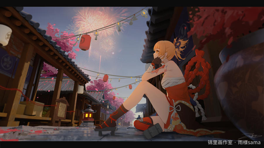 烟花易逝，人情长存图片插画壁纸画作