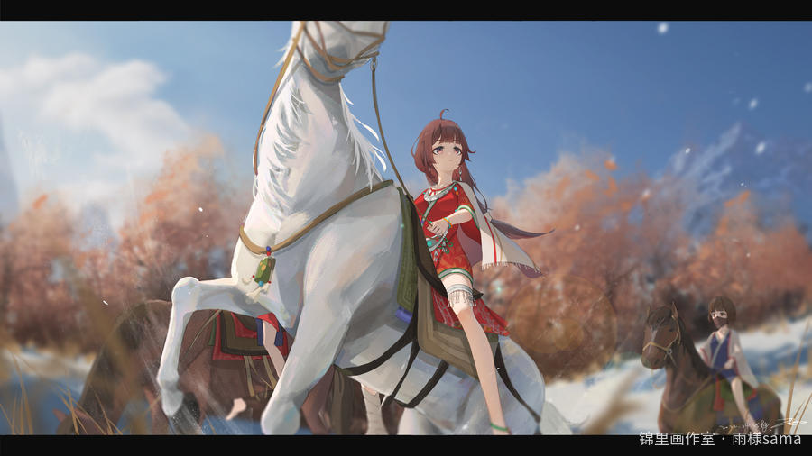 雪中红叶图片插画壁纸画作