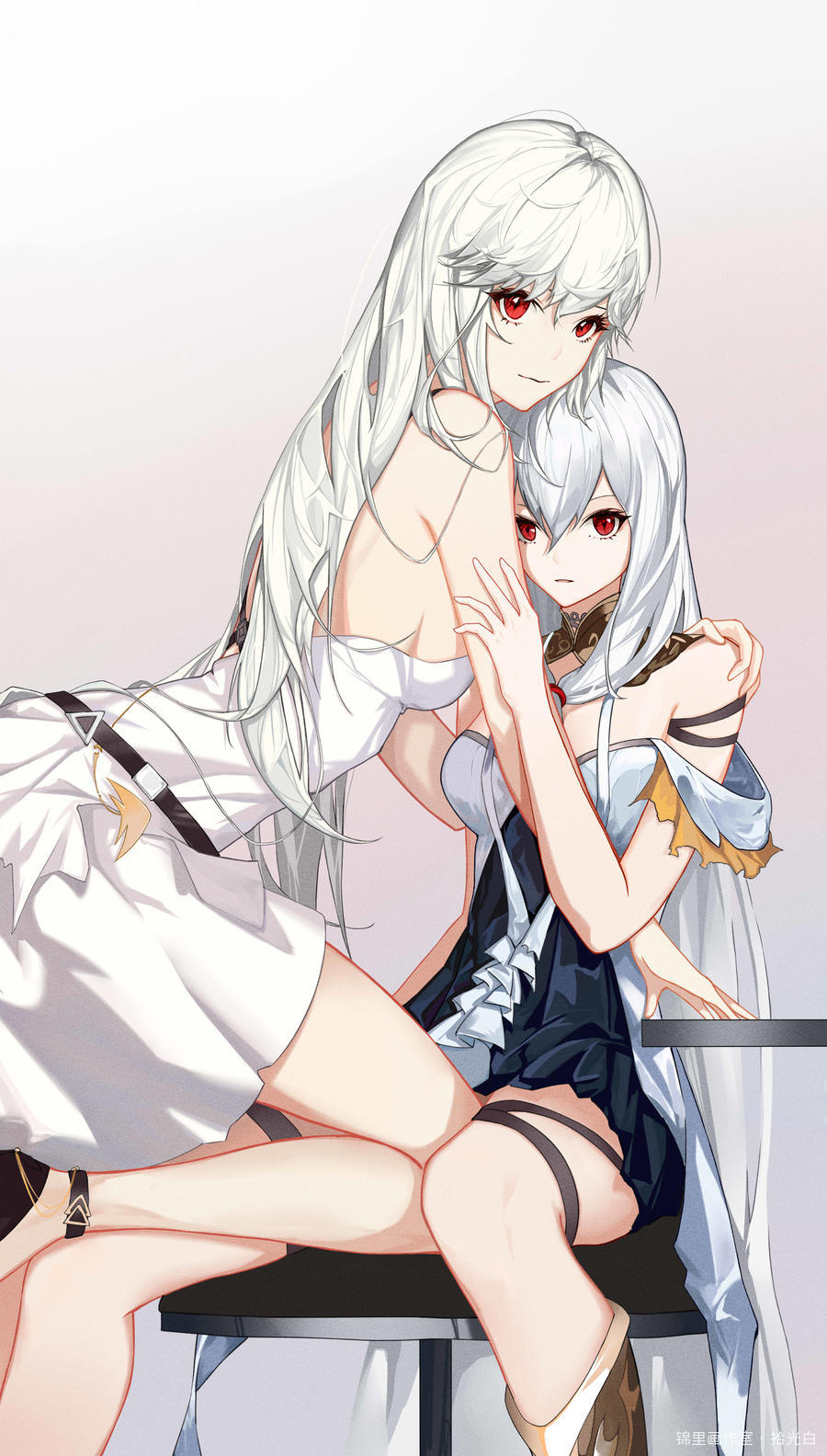 【明日方舟】幽灵鲨x斯卡蒂图片插画壁纸画作