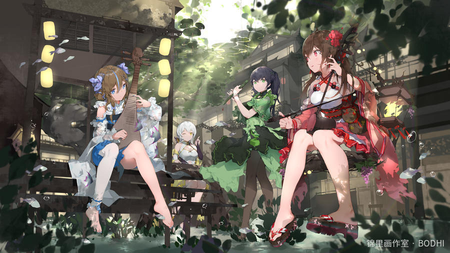 盛夏庭院图片插画壁纸画作