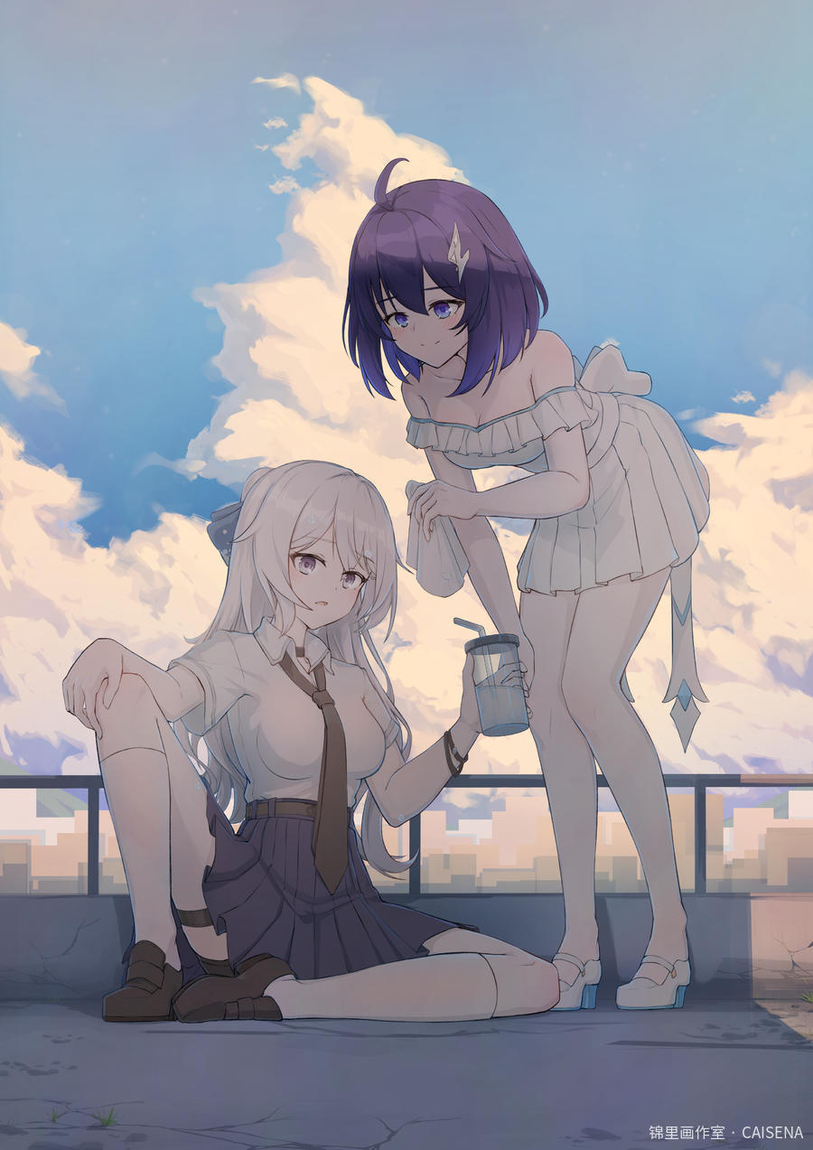 不良少女与乖乖女图片插画壁纸画作