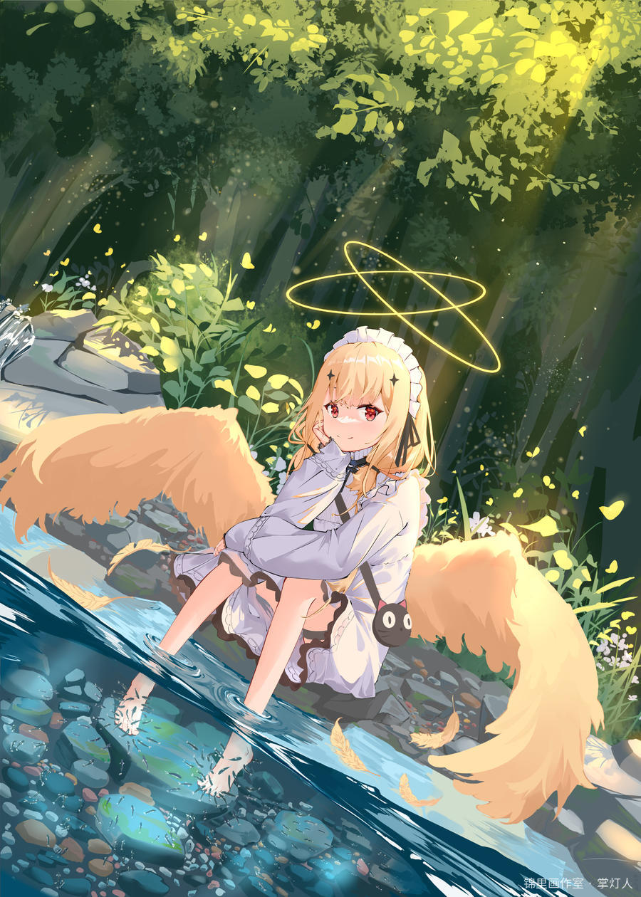 小鱼啃脚图片插画壁纸画作