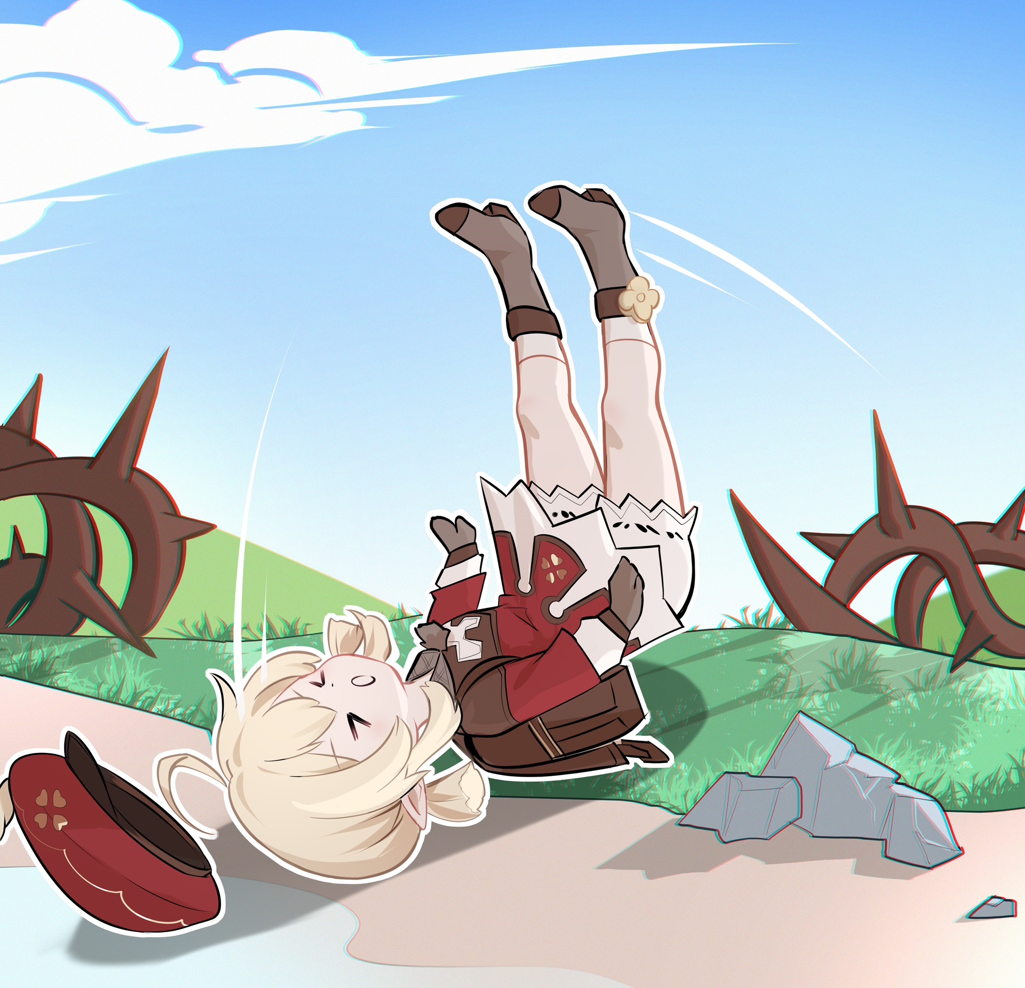 摔倒了