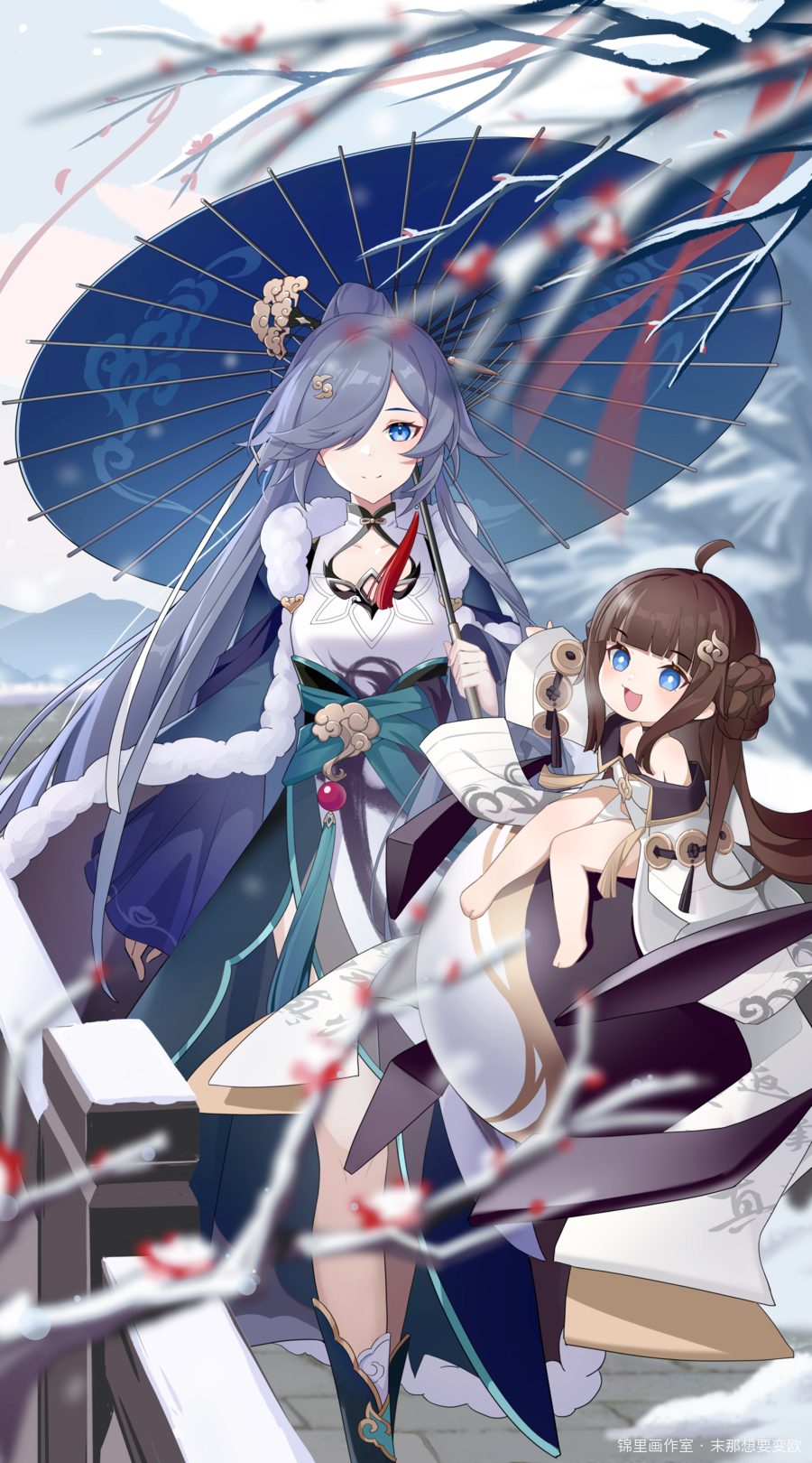 踏雪寻梅图片插画壁纸画作