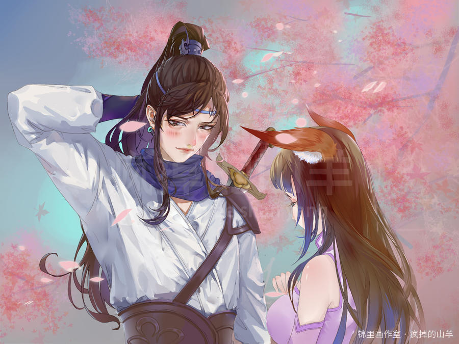 双人插画图片插画壁纸画作