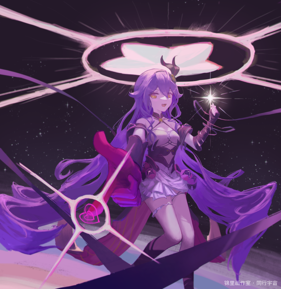 紫色高兴河豚图片插画壁纸画作