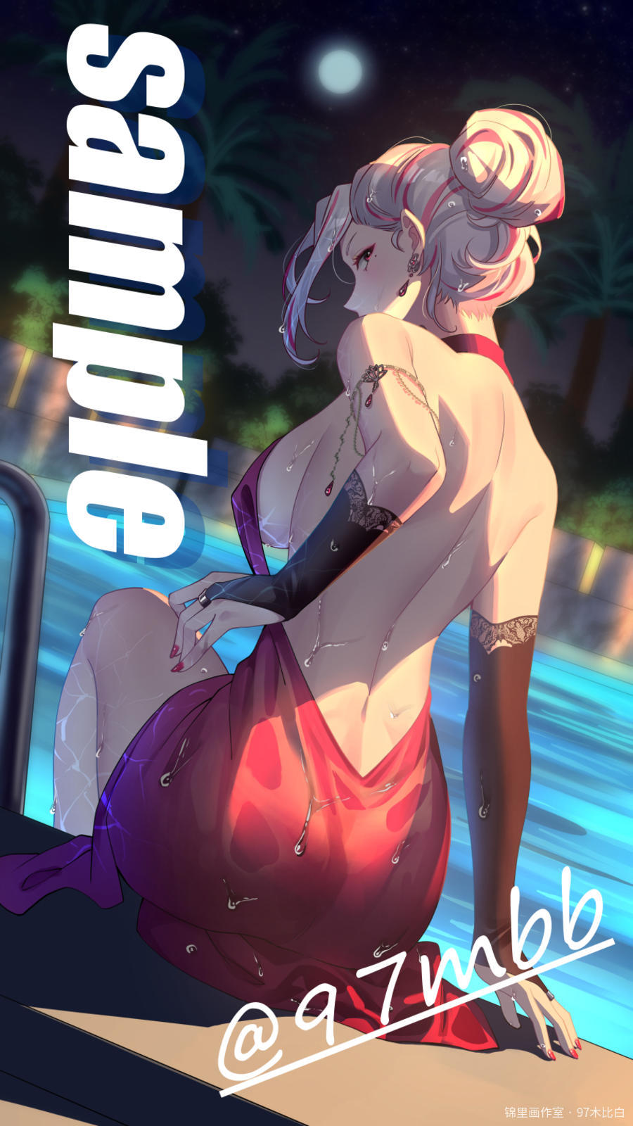 泳池图片插画壁纸画作